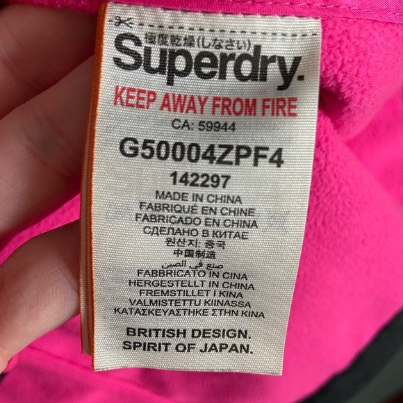 SUPERDRY Original Windtrekker Japan Black & pink Hooded Jacket Sz Medium - Picture 9 of 16